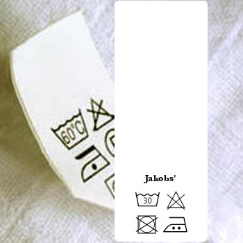 Pesuohje-etiketit pesusymboleilla | Materiaalimerkinnät | Hoito-ohje-etiketit vaatteisiin